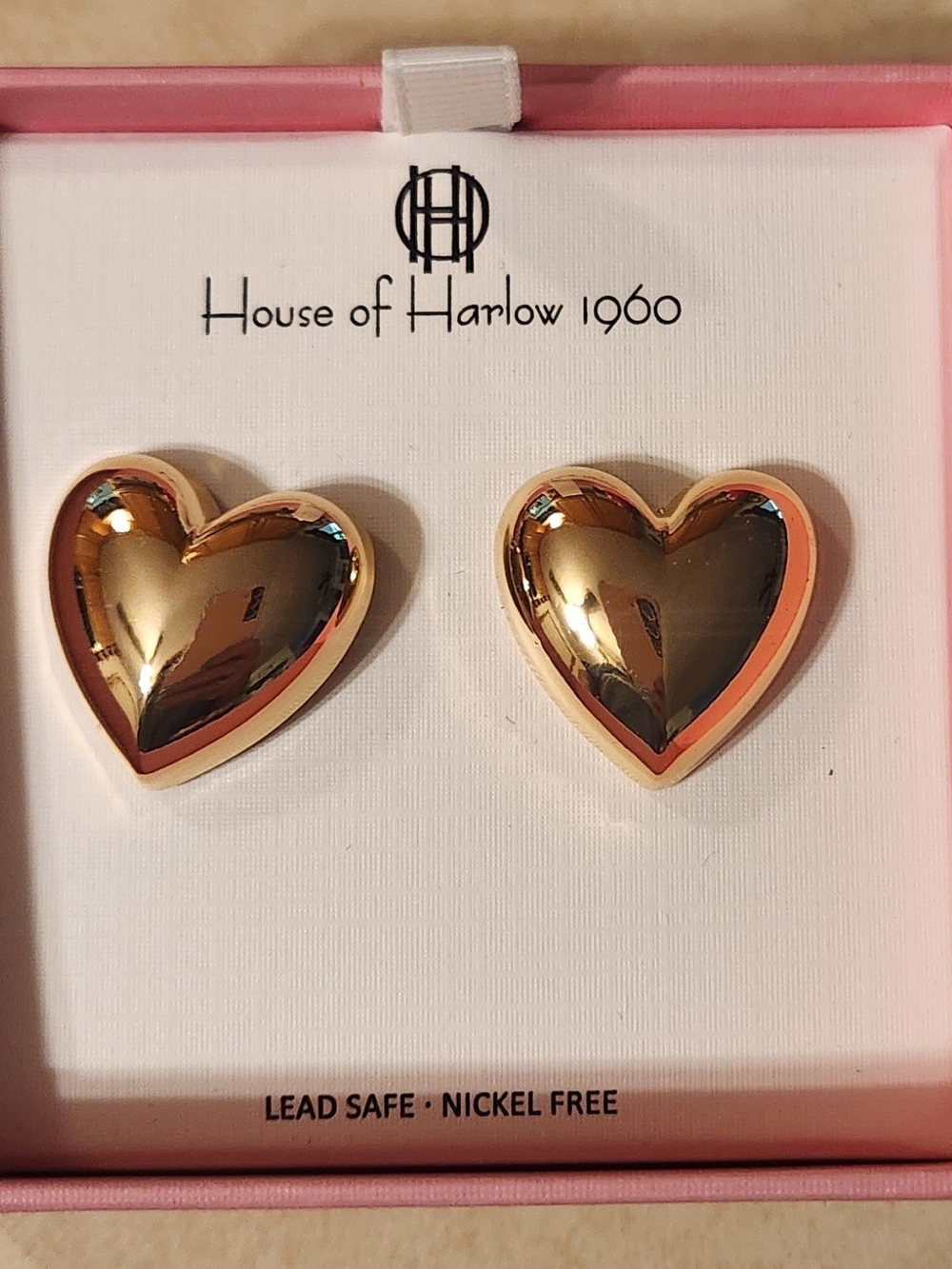 House of Harlow 1960 Polished Gold Heart Stud Earrings